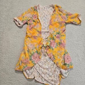 We Are HAH All Tied Up Reversible Lace Top Floral Print Size M Babydoll Y2K